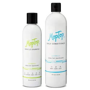 MopTop Gentle Shampoo (8oz)   Daily Conditioner (16oz) for Wavy, Curly, and Coily Hair, Color Safe, Moisturizing Hair Care Set