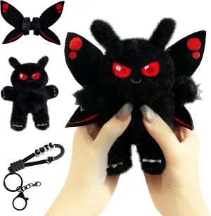 Moth Plush Cute Keychain 6”, Cryptid Plush Black Moth Figure Stuffed Animal Toy Gifts Collection Decor for Kids Adults