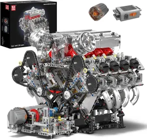 Mould King 10219 V8 Engine Model Kit - Build Your Own Supercar Model Engine, STEM Engineering Building Blocks Sets with Motor, 8-Cylinder Engine Building Kits for Boy Kids Adults(2718 Pieces)