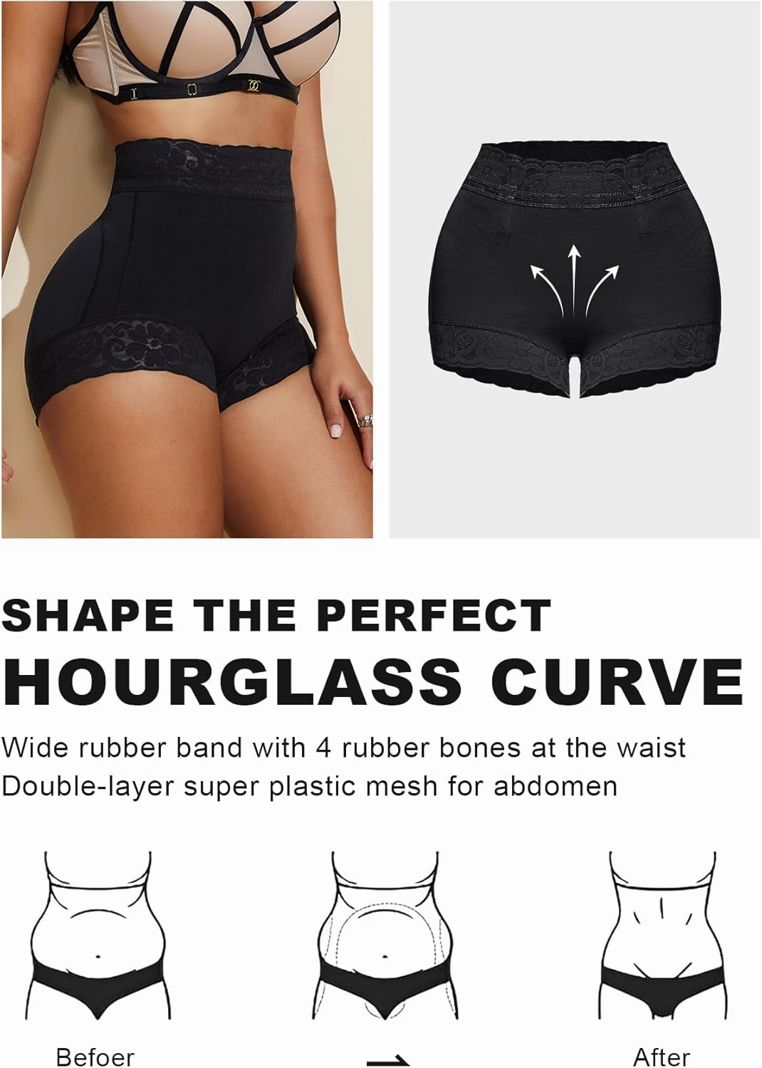 MOVWIN Tummy Control Shapewear Fajas Colombianas Moldeadoras Underwear Curvy Faja Shorts Butt Lifting Panties for Women