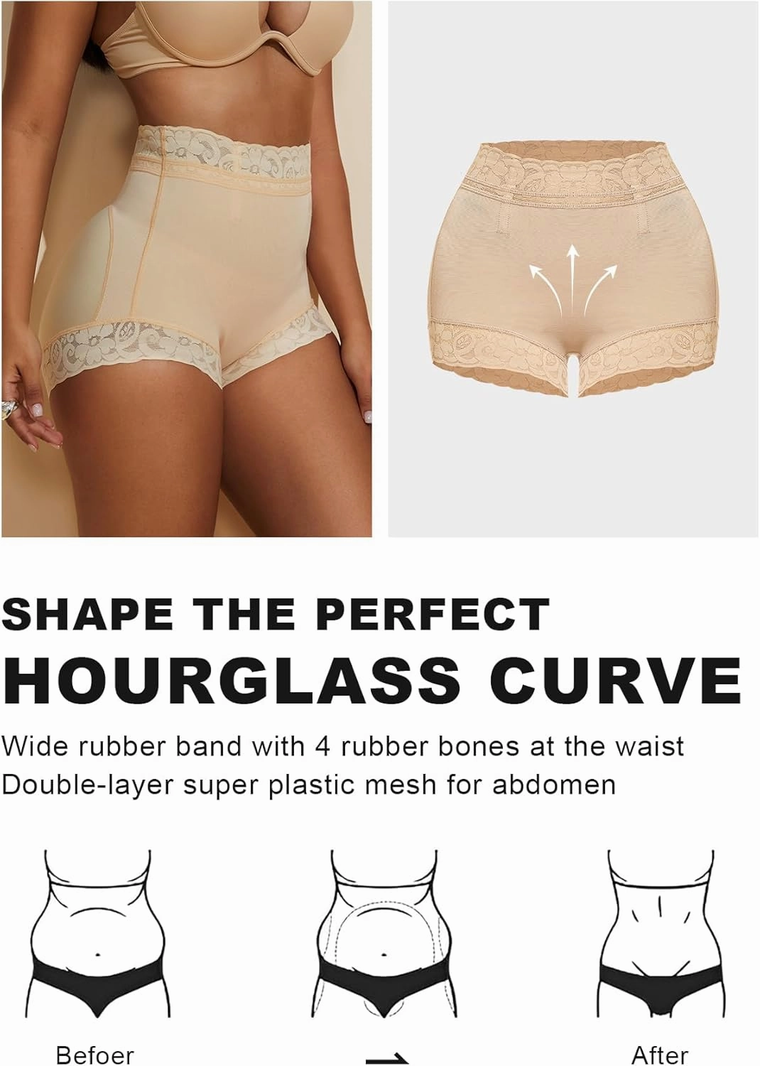 MOVWIN Tummy Control Shapewear Fajas Colombianas Moldeadoras Underwear Curvy Faja Shorts Butt Lifting Panties for Women