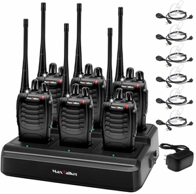 MT-8S Walkie Talkies Long Range for Adults,Rechargeable Walkie Talkie with 6 Way Multi Gang Charger, 1500mAh Li-ion Battery, Earpiece, Flashlight and USB-C Charging (6Pack)
