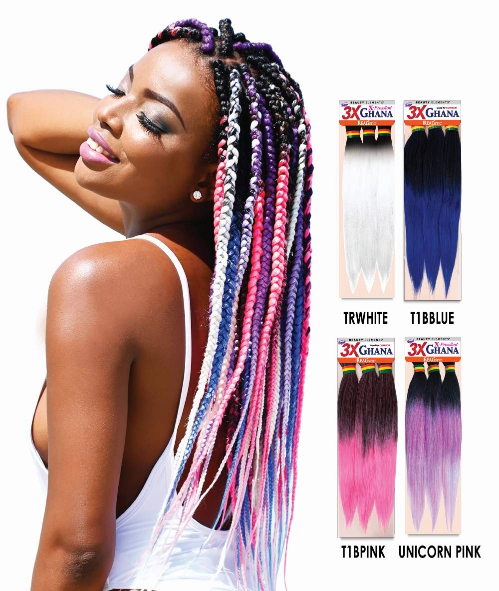 Multi Pack Deals! Pre-stretched X-Pression 3X Ghana Braids 50" 100% Kanekalon Easy to Braid Itch Free (5-PACK, 4) E613XG5-45