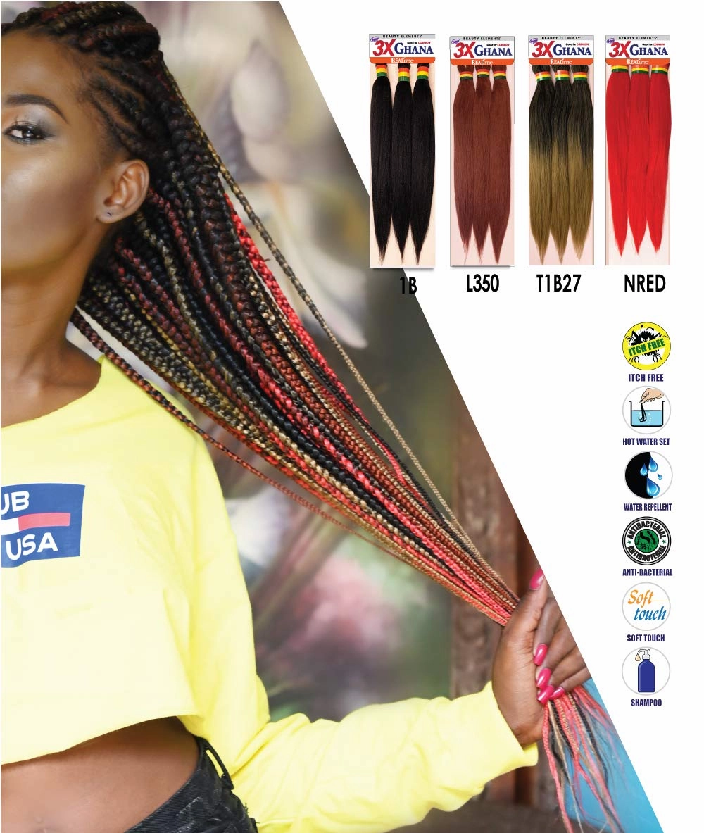 Multi Pack Deals! Pre-stretched X-Pression 3X Ghana Braids 50" 100% Kanekalon Easy to Braid Itch Free (5-PACK, 4) E613XG5-45
