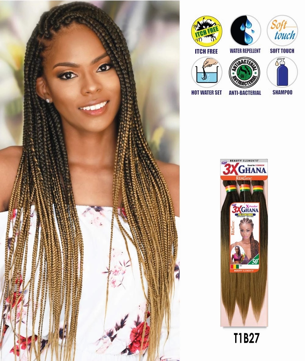 Multi Pack Deals! Pre-stretched X-Pression 3X Ghana Braids 50" 100% Kanekalon Easy to Braid Itch Free (5-PACK, 4) E613XG5-45