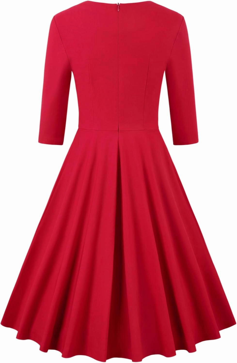 MUXXN Women's Vintage 50s 3/4 Sleeve Midi Sweetheart Neckline Wedding Guest Party Swing Dresses
