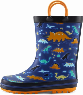 mysoft Kids Rain Boots for Girls Boys Toddler Waterproof Rubber Cute Printed with Easy-On Handles