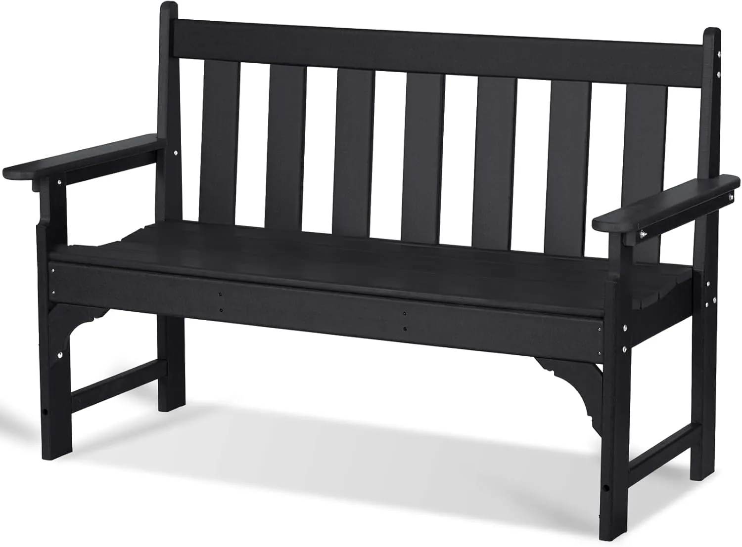 nalone Outdoor Bench, HDPE All Weather Patio Bench Load up to 800 Lbs, 2-Person Garden Bench Rot-Proof Fade Proof for Patio, Porch, and Park (Black)