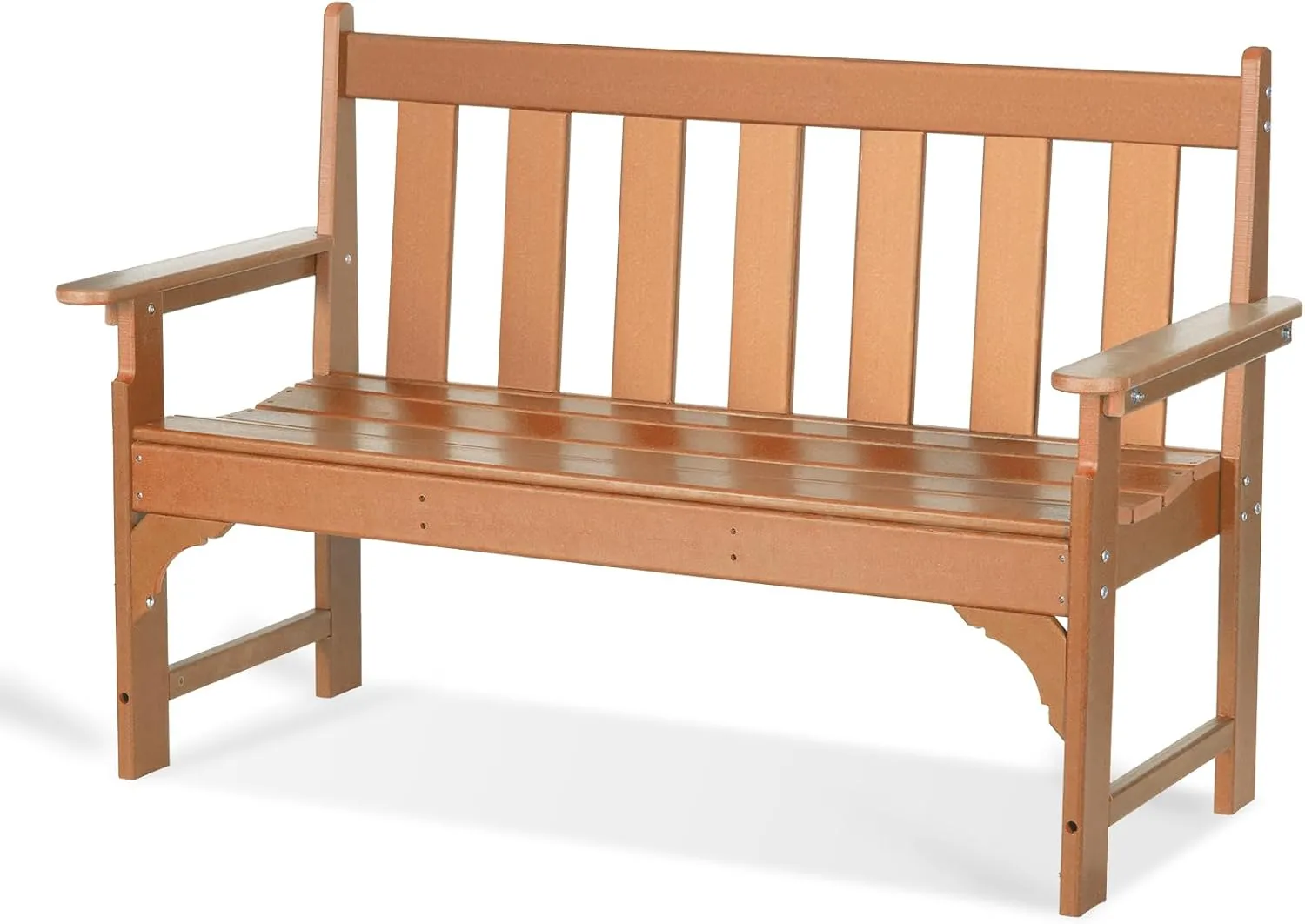 nalone Outdoor Bench, HDPE All Weather Patio Bench Load up to 800 Lbs, 2-Person Garden Bench Rot-Proof Fade Proof for Patio, Porch, and Park (Teak)