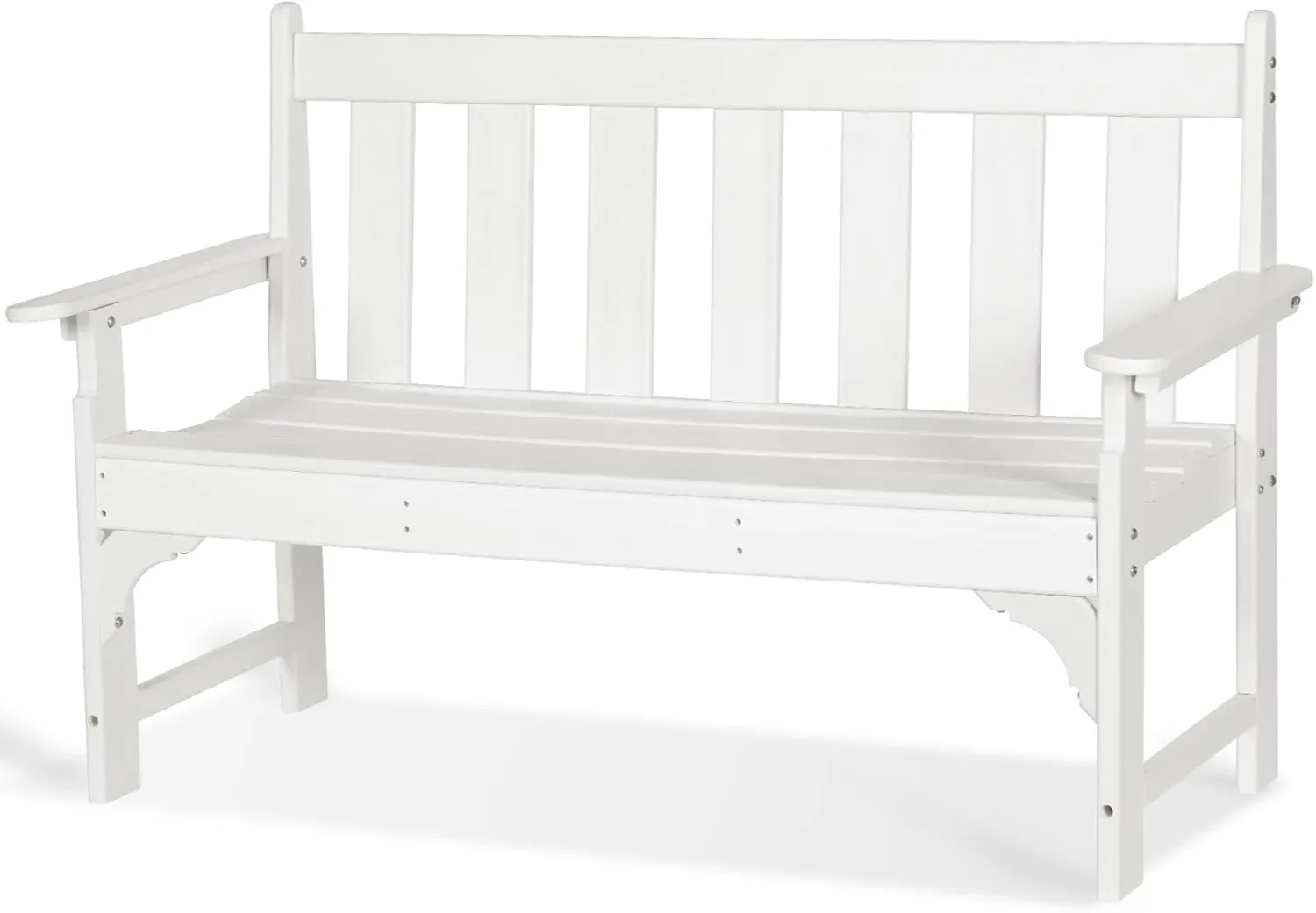 nalone Outdoor Bench, HDPE All Weather Patio Bench Load up to 800 Lbs, 2-Person Garden Bench Rot-Proof Fade Proof for Patio, Porch, and Park (White)
