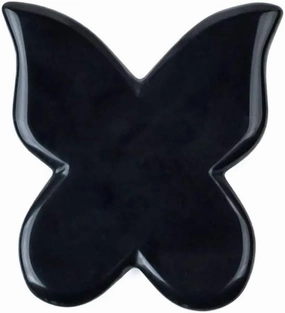 Natural Healing Crystal Black Obsidian Jade Gua Sha Butterfly Scraping Massage Tool, Genuine Healing Gemstone for Facial Lifting and Tightening Massage, Anti-Wrinkles, Anti-Aging (Obsidian)