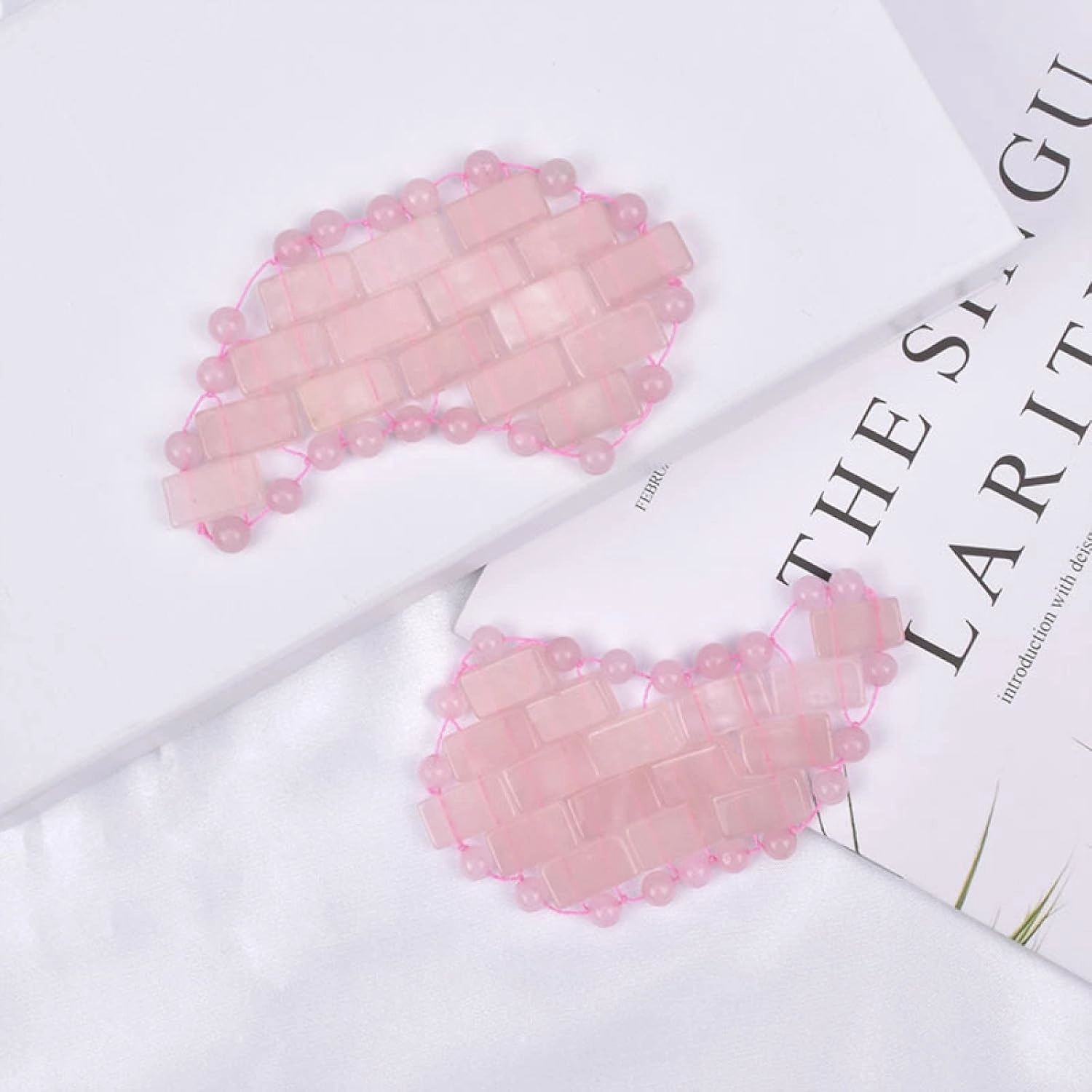 Natural Rose Quartz Eye Mask Care Massager for Face Gouache Jade Gua Sha Set Relaxing,Type 1