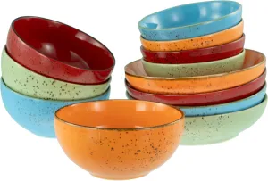 Nature Collection Mediterranean 24223, 12-Piece Crockery Set for 12 People, Bowl Set Made of Stoneware, Dishwasher and Microwave Safe, Quality Production