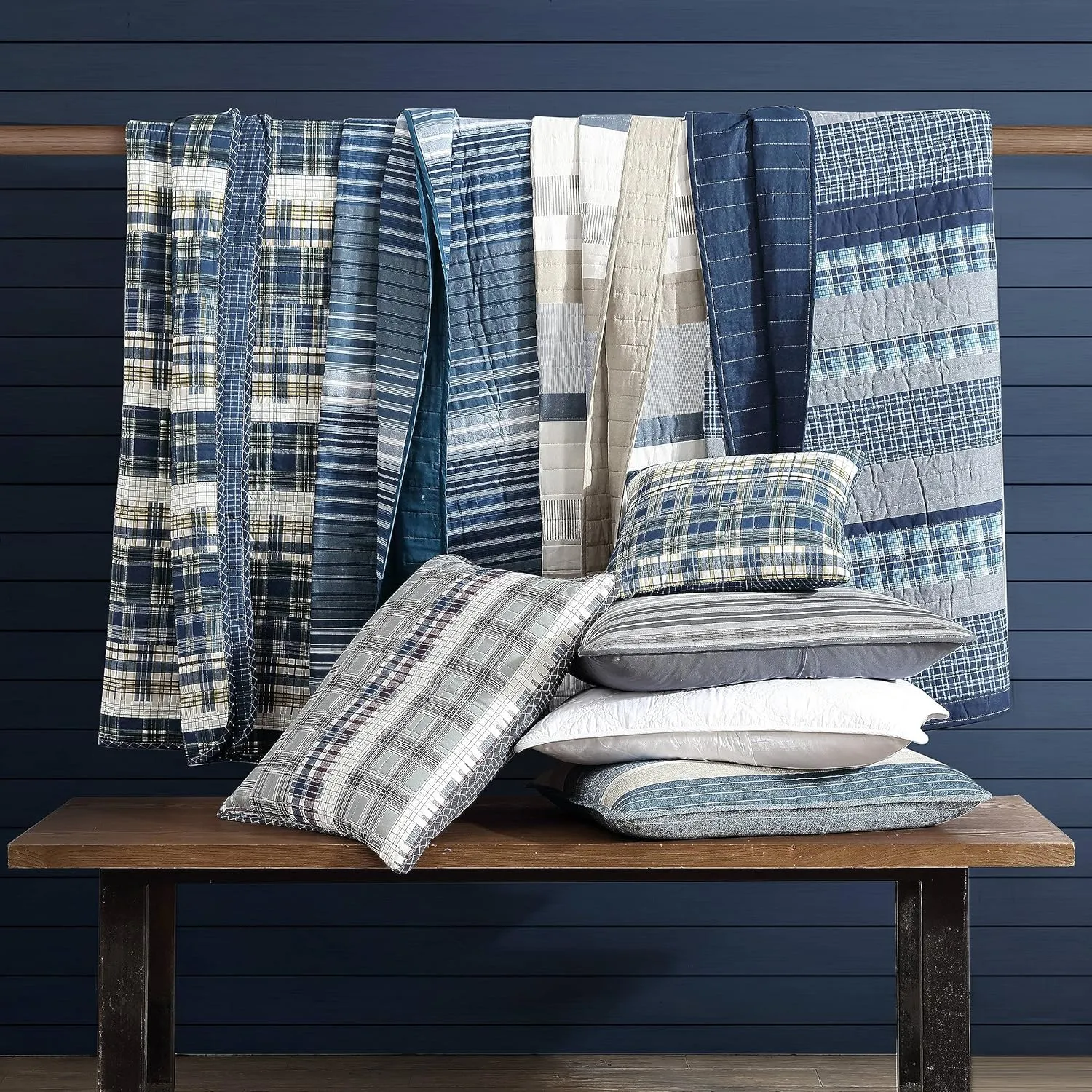 Nautica- King Quilt Set, Cotton Reversible Bedding Set, All Season Designer Home Décor (Coveside Grey, King)
