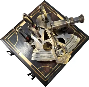 Nautical Vintage Brass Sextant Kelvin and Hughes 1930 with Wooden Box Smith and Co London Maritime Navigation Collectible Educational Instrument