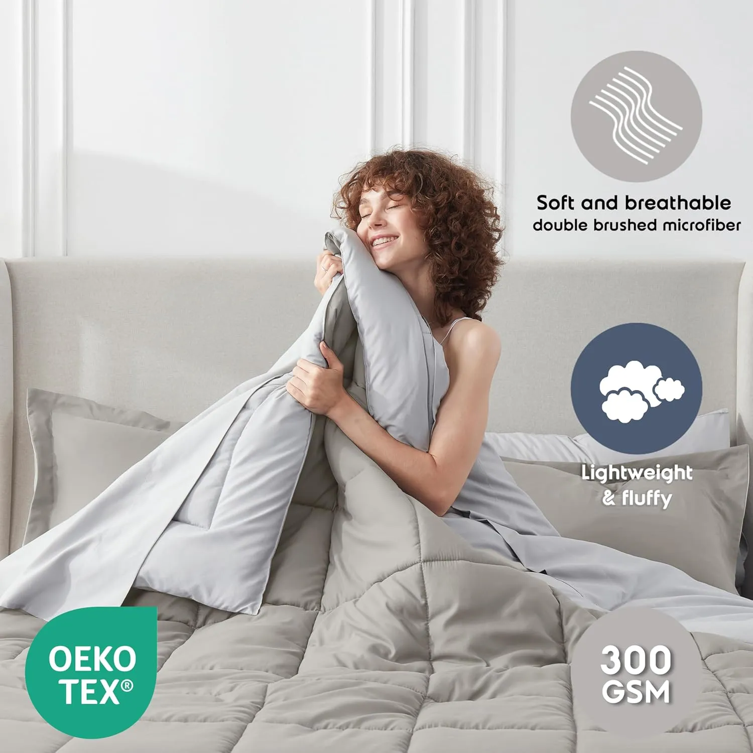 Nestl Queen Comforter Set 7 Piece - Reversible Comforters Queen Size Linen, Bed in a Bag Queen All Season, Queen Size Comforter Sets Bedding with Flat Sheet and Fitted Sheet, Pillowcases and Shams