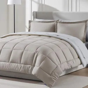 Nestl Queen Comforter Set 7 Piece - Reversible Comforters Queen Size Linen, Bed in a Bag Queen All Season, Queen Size Comforter Sets Bedding with Flat Sheet and Fitted Sheet, Pillowcases and Shams