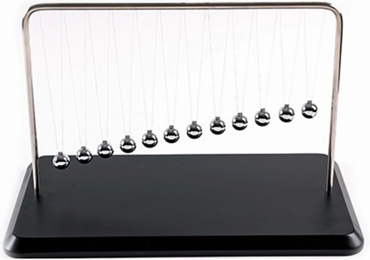 Newtons Cradle Balance Balls Office Decorations for Work Science Physics Gadget Wooden Base Pendelum Balls Desk Decor Swinging Kinetic Motion Toy Cool Desk & Office Accessories (12 Beads)