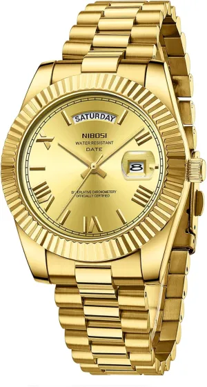 NIBOSI Men Watches Analog Quartz Stainless Steel Watches for Men Waterproof Business Classic Desiger Wrist Watch Day & Date