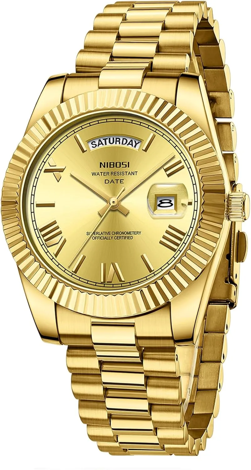 NIBOSI Men Watches Analog Quartz Stainless Steel Watches for Men Waterproof Business Classic Desiger Wrist Watch Day & Date