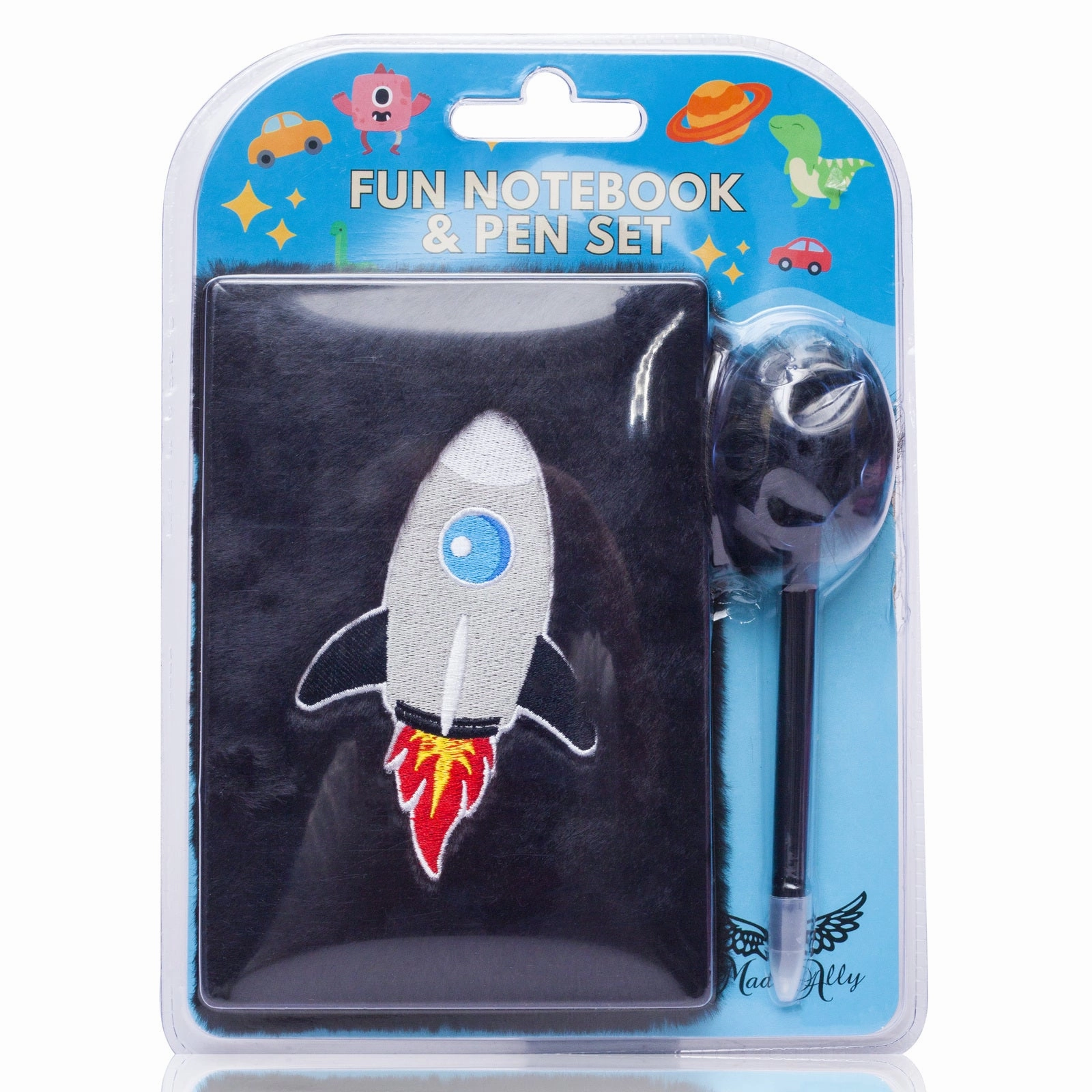 Note Pad And Fluffy Pen Set - Rocket Ship