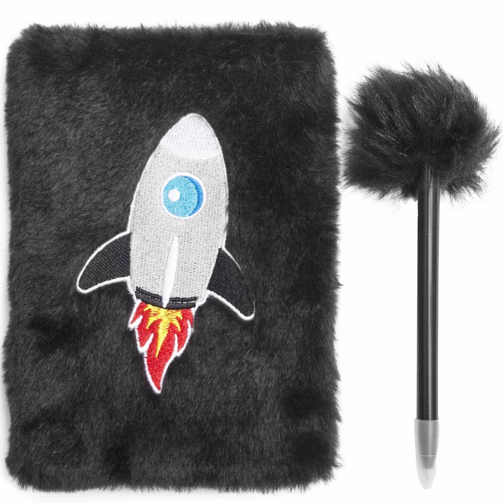 Note Pad And Fluffy Pen Set - Rocket Ship