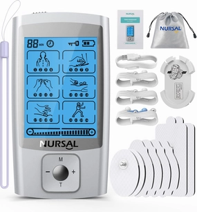 NURSAL 24 Modes TENS Unit Muscle Stimulator with Continuous Stimulation, Rechargeable Electronic Pulse Massager with 8 Pads for Back and Shoulder Pain Relief and Muscle Strength