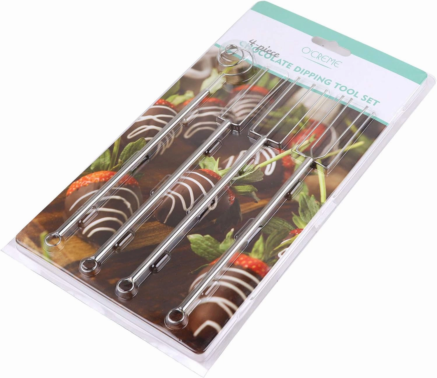 O'Creme Set of 4 Stainless Steel Chocolate Dipping Tools: Spiral Swirl, Two-Tine and Three-Tine Forks