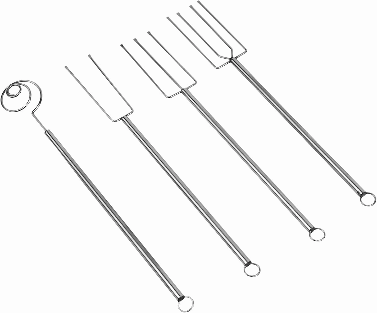 O'Creme Set of 4 Stainless Steel Chocolate Dipping Tools: Spiral Swirl, Two-Tine and Three-Tine Forks