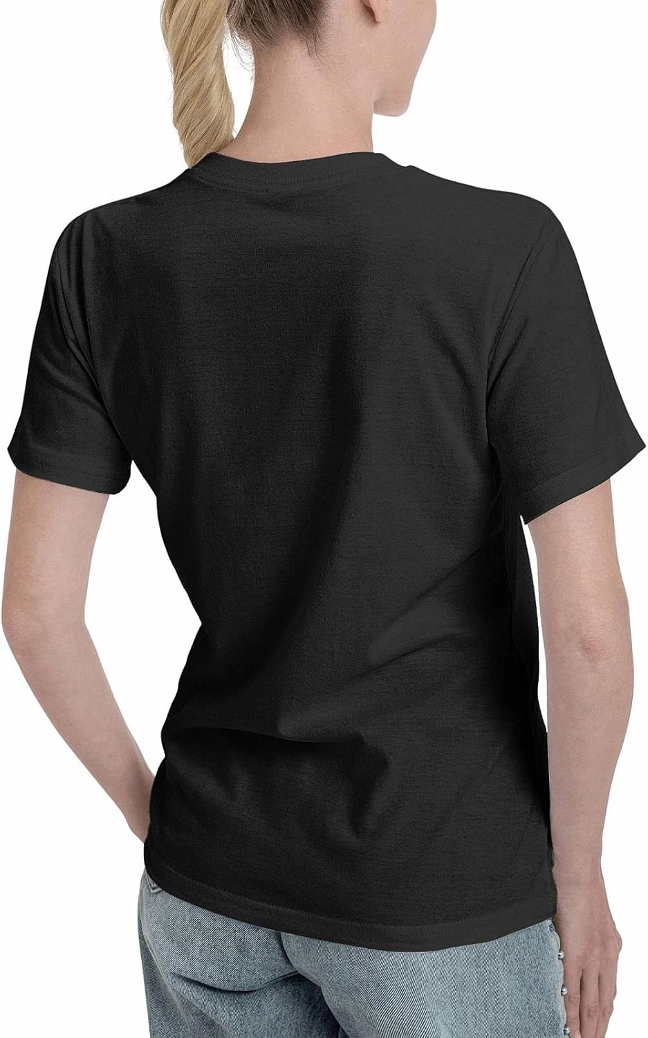 OBLUE Women's T-Shirt Cotton V Neck Short Sleeve Tee Summer Tops Workout Shirts Black