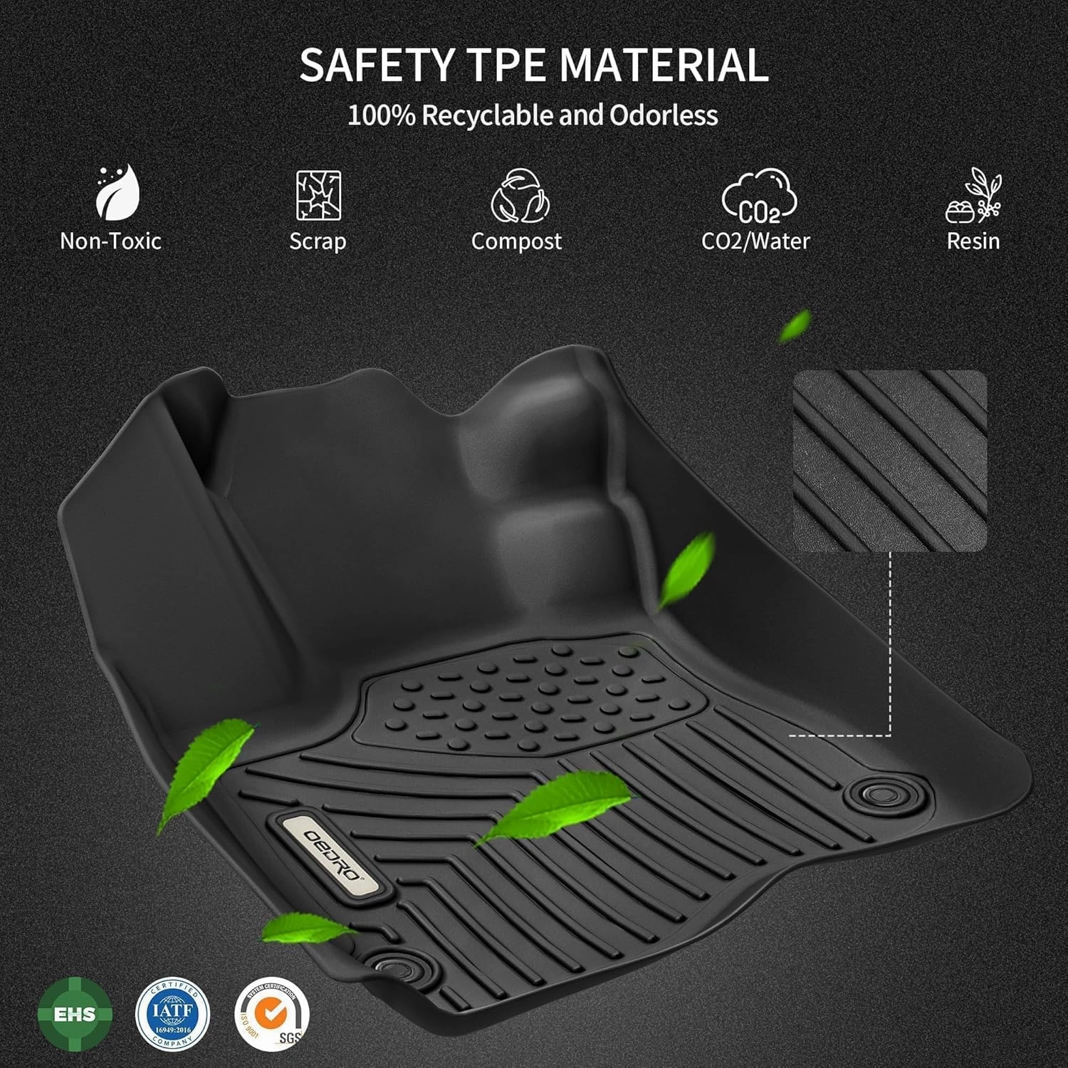 OEDRO Floor Mats Fit for 2013-2018 Dodge Ram 1500/2500/3500 & 2019-2024 Ram 1500 Classic (NOT for New Body) with 1st Bench Seats, 2 Row Liner Set (Over-Hump Front & 2nd Seat), Crew Cab ONLY