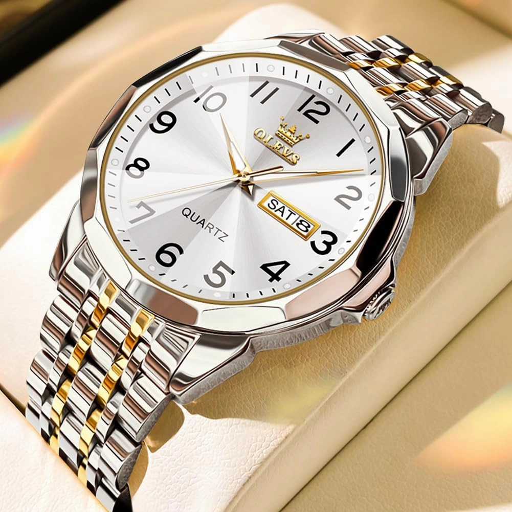 OLEVS Watch for Men Simple Business Dress Analog Stainless Steel Waterproof Luminous Date Easy Read Men Wrsit Watch