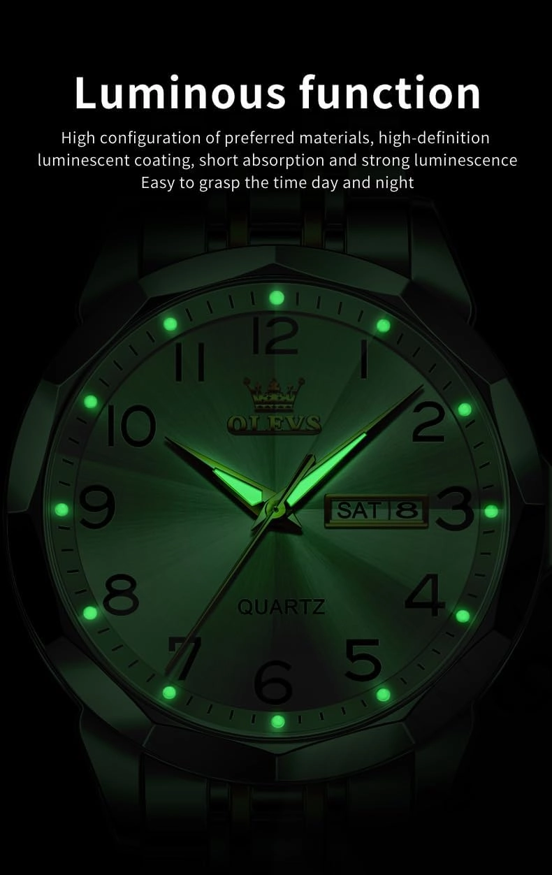 OLEVS Watch for Men Simple Business Dress Analog Stainless Steel Waterproof Luminous Date Easy Read Men Wrsit Watch