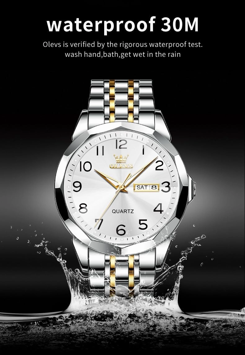 OLEVS Watch for Men Simple Business Dress Analog Stainless Steel Waterproof Luminous Date Easy Read Men Wrsit Watch