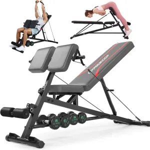 OPPSDECOR Adjustable Weight Bench with Hyper Back Extension, Preacher Curl, Roman Chair, Ab Sit up Bench for Full Body Workout, 900LBS Workout Bench, All-in-One Bench Press for Home Gym Equipment