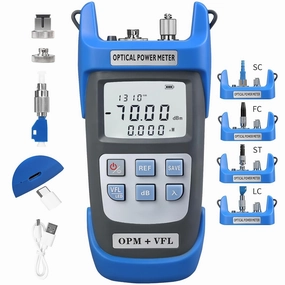 Optical Power Meter A-C710B-50MW(-70~ 10dBm) Rechargeable Fiber Power Meter Suitable for SC/FC/ST2.5MM Universal Interface with Built-in 50MW Visual Fault Locator Equipped with 1 FC-LC Adapter
