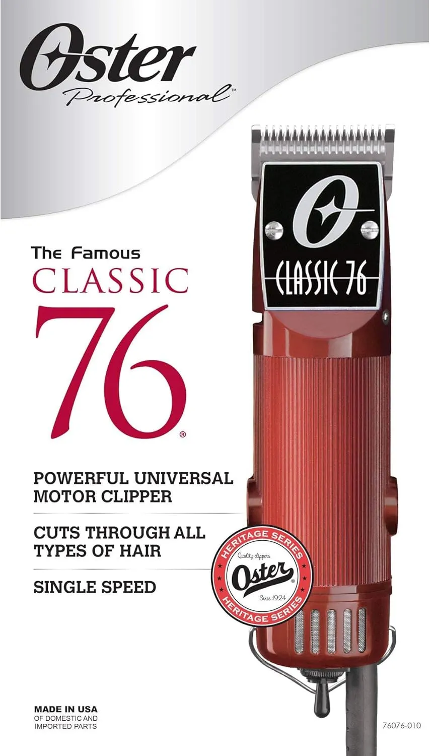 Oster Professional Hair Clippers, Classic 76 for Barbers and Hair Cutting with Detachable Blade, Burgundy