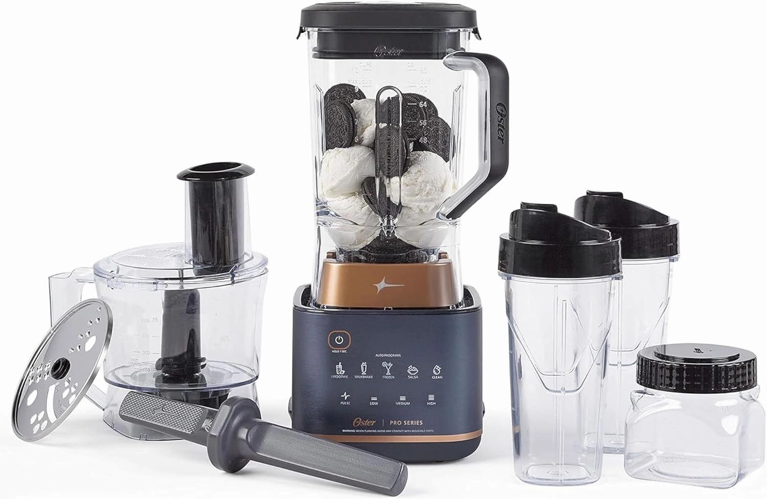 Oster Pro Series Kitchen System with XL 9-Cup Tritan Jar, Food Processor, 2 Blend-n-Go Cups, Mini Jar and Tamper Tool