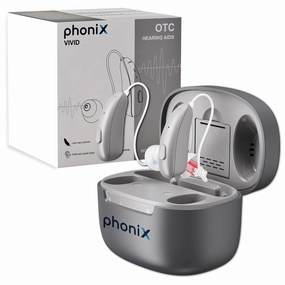 OTC Hearing Aids - Phonix Vivid Noise Cancelling Hearing Aids with 4 Adaptive Programs - Lightweight, Comfortable, & Rechargeable RIC Amplifier for Adults & Veterans