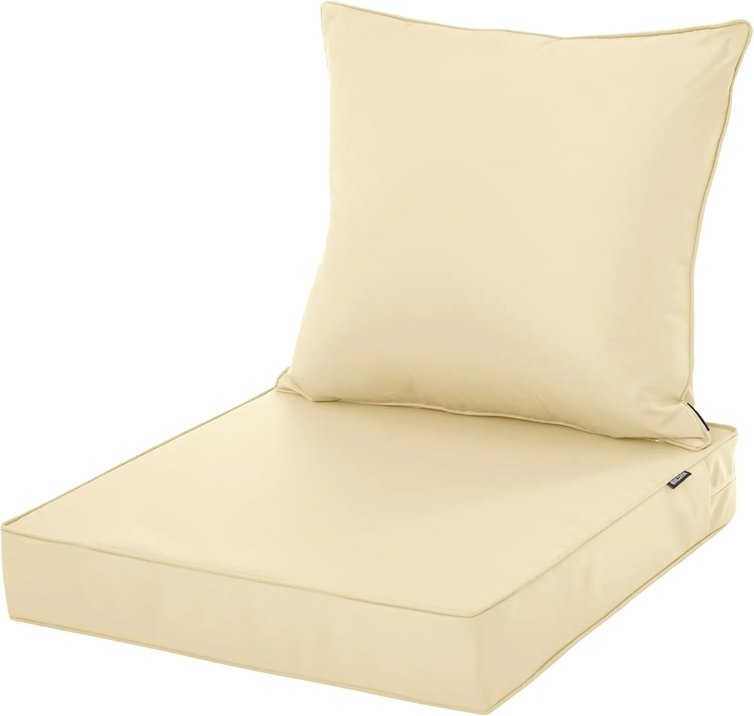 Outdoor Cushions for Patio Furniture, Waterproof Fade and Tear Resistant Deep Seat and Backrest Cushion Set for Chair Couch Swing, 19x19 Inch, Beige, 1 Set