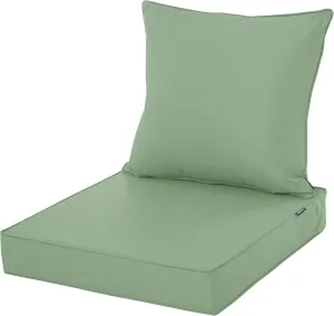 Outdoor Cushions for Patio Furniture, Waterproof Fade and Tear Resistant Deep Seat and Backrest Cushion Set for Chair Couch Swing, 22x22 Inch, Sage Green, 1 Set