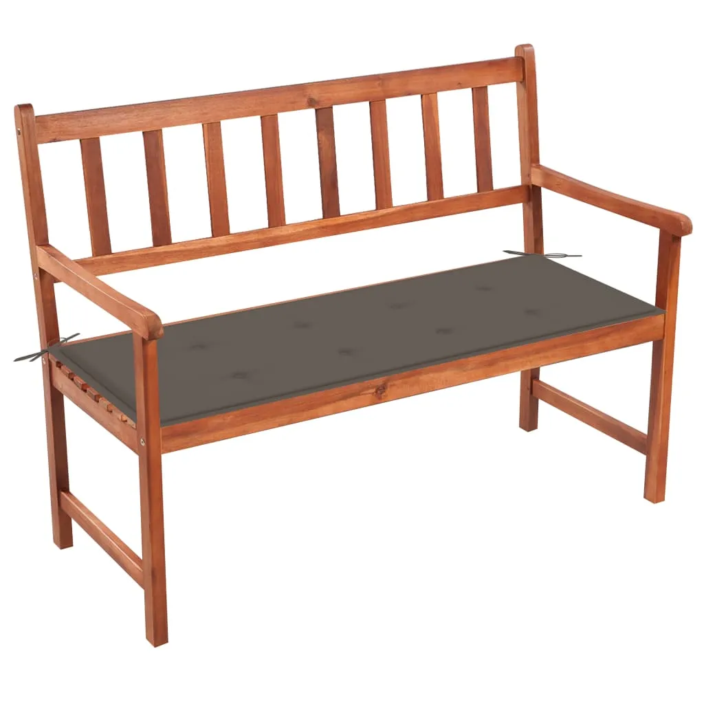 Outdoor Patio Bench Wooden Garden Bench with Cushion Solid Wood Acacia