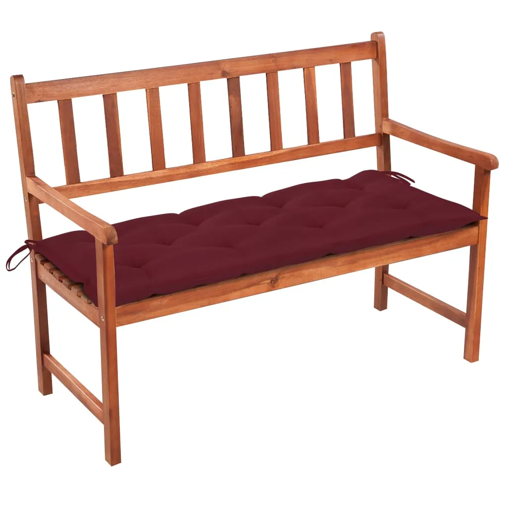 Outdoor Patio Bench Wooden Garden Bench with Cushion Solid Wood Acacia
