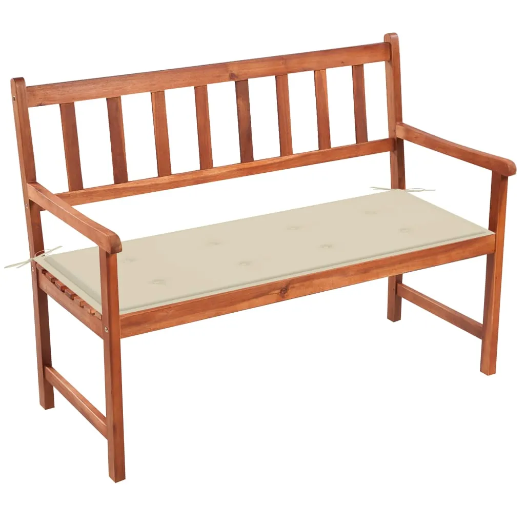 Outdoor Patio Bench Wooden Garden Bench with Cushion Solid Wood Acacia