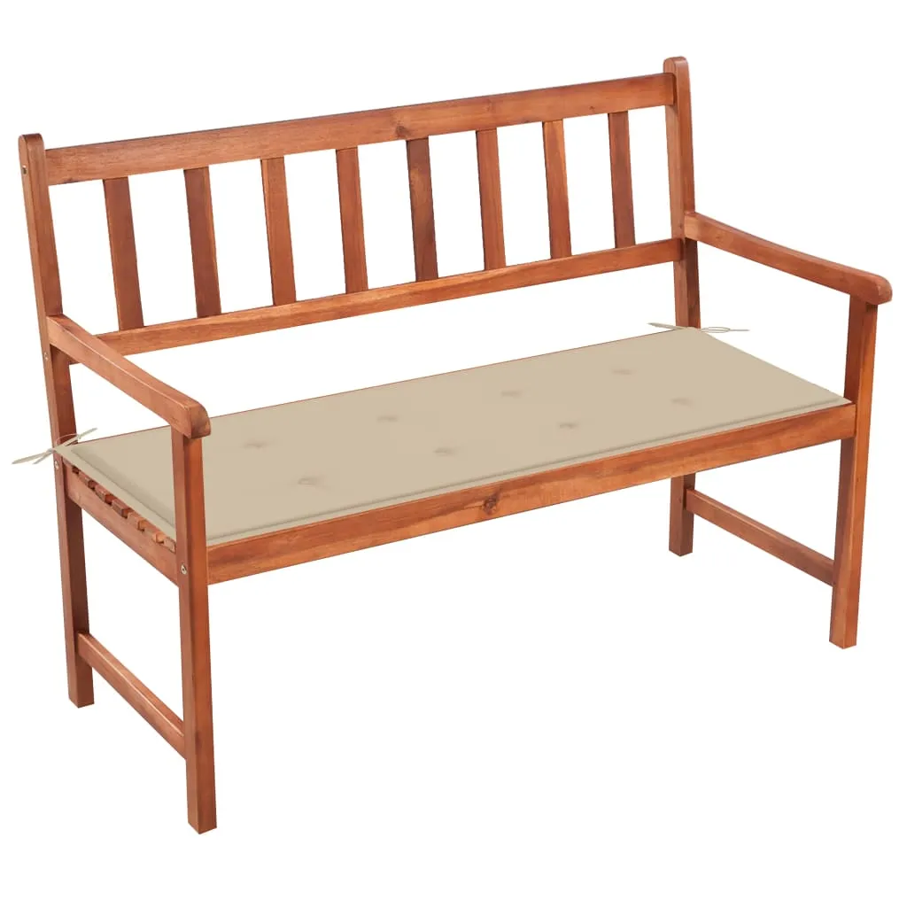 Outdoor Patio Bench Wooden Garden Bench with Cushion Solid Wood Acacia