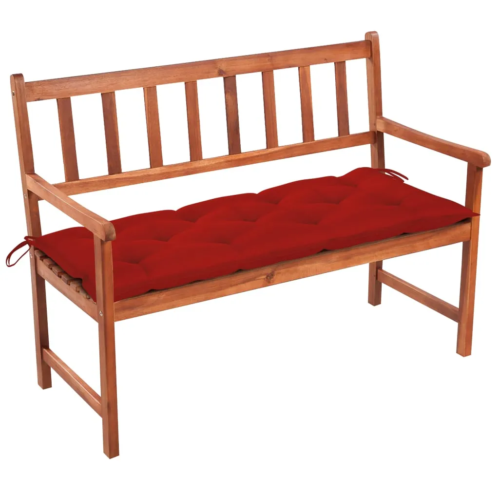 Outdoor Patio Bench Wooden Garden Bench with Cushion Solid Wood Acacia