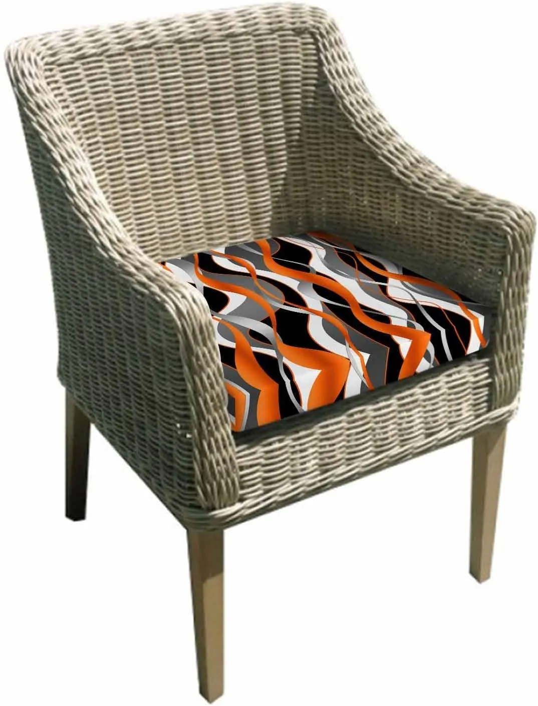 Outdoor Waterproof Cushion Covers Classic Geometric Art Replacement Stretch Seat Slipcover for Patio,Abstract Orange Black White Gray Lines Chair Couch Sofa Cover Furniture Protector Set of 2,24x24IN