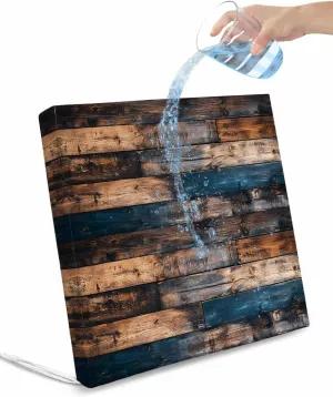 Outdoor Waterproof Cushion Covers Vintage Farm Wood Board Replacement Stretch Seat Slipcover for Patio, Old Gradient Classic Wood Grain Chair Couch Sofa Covers Furniture Protector Set of 2,20x18IN