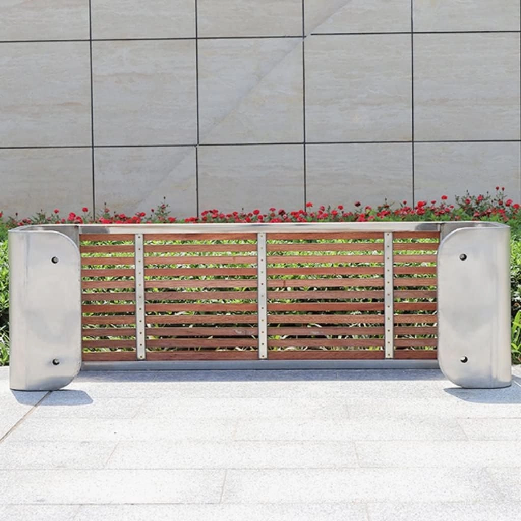 Outdoor Benches Outdoor Park Chair Garden Solid Wood Leisure Chair Home Garden Open-air Seat Stainless Steel Outdoor Rest Bench Garden Benches for Outdoors(C)