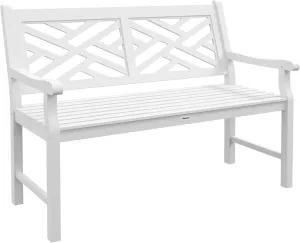 Outsunny 43.25" Outdoor Garden Bench, Wooden Bench, Poplar Slatted Frame Furniture for Patio, Park, Porch, Lawn, Yard, Deck, White